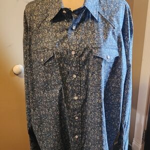 Panhandle Slim Navy and White Paisley Dress Shirt